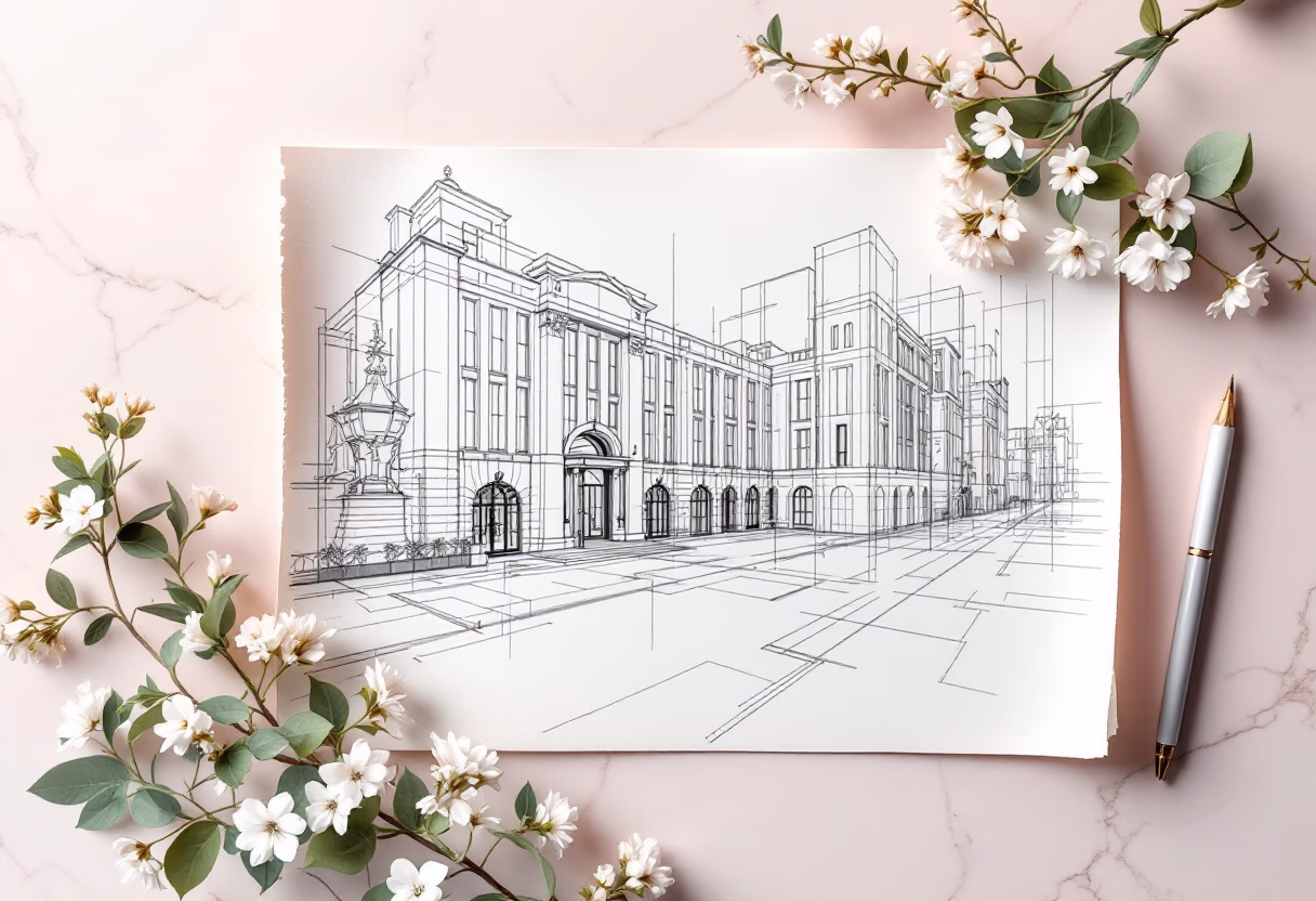 [background image] image of architectural plans (for a construction company)