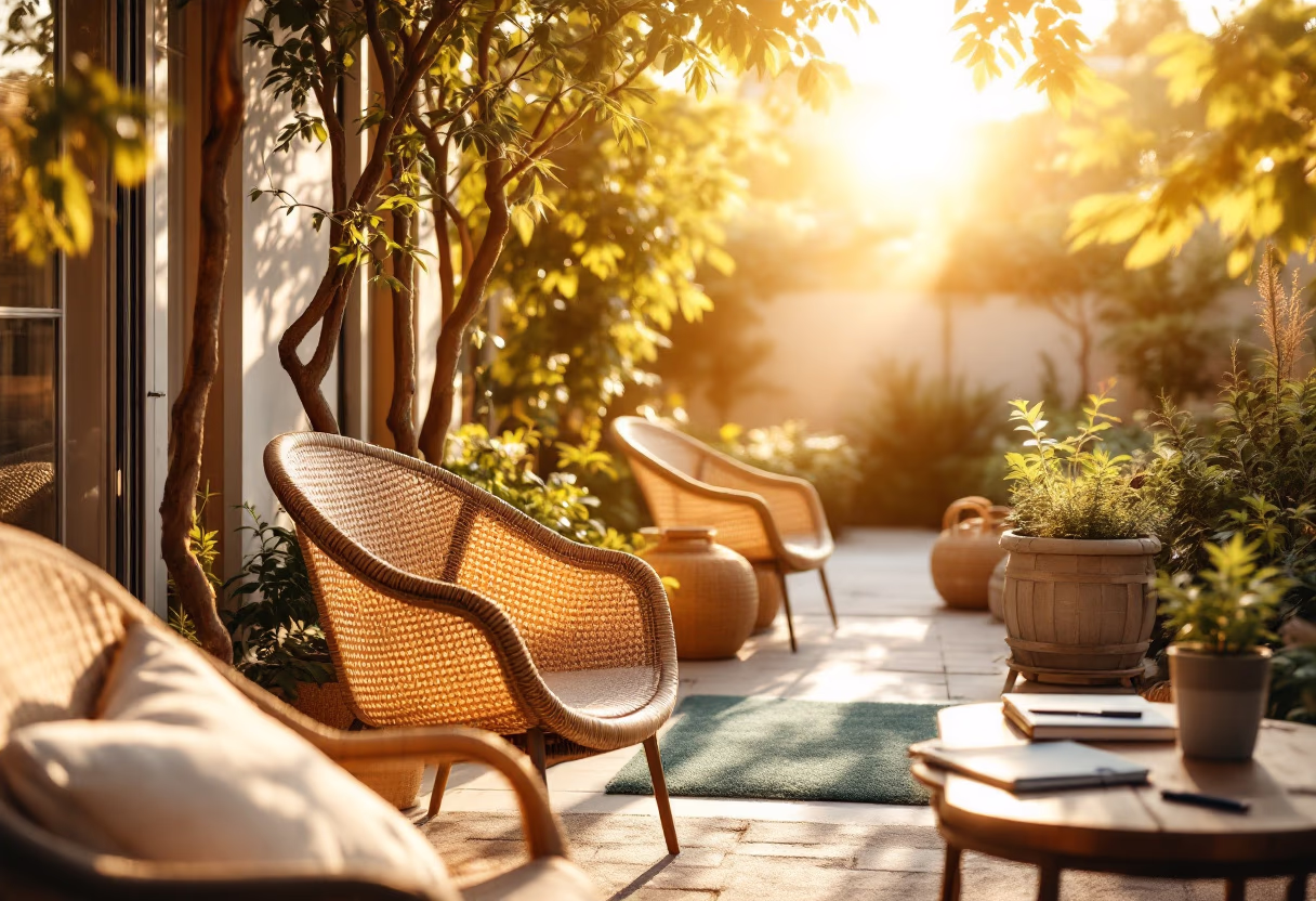 outdoor seating area for productivity tools business