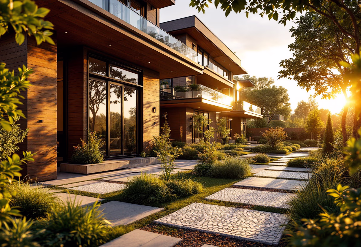 image of residential exterior at sunset