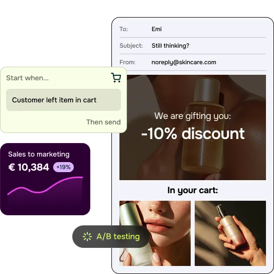 Illustration depicting e-commerce email marketing and email automation