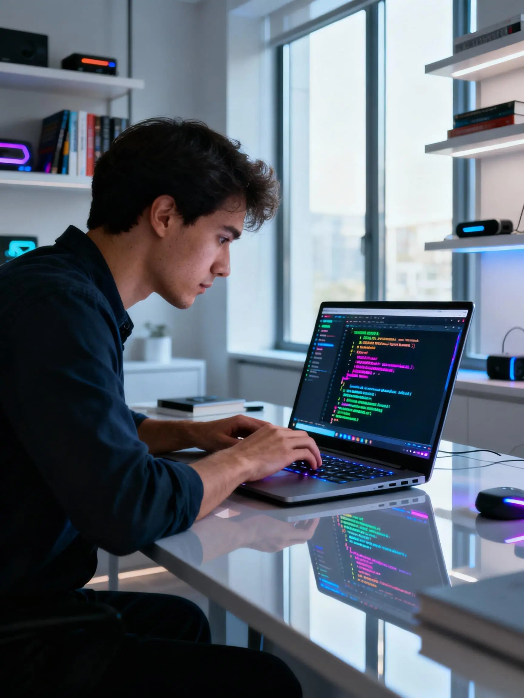 WD Market programmer coding on a laptop