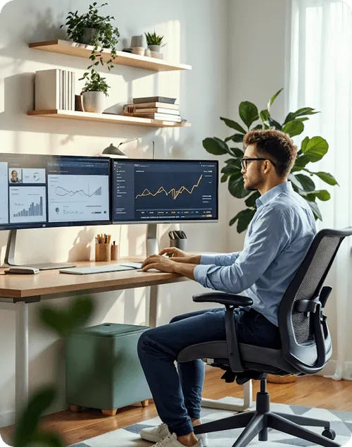 A person working in a computer.