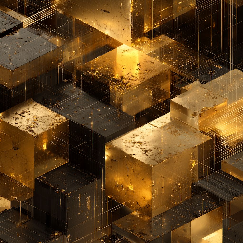 Golden blocks with scratches and signs of decay, symbolizing how even strong architectures can erode over time.