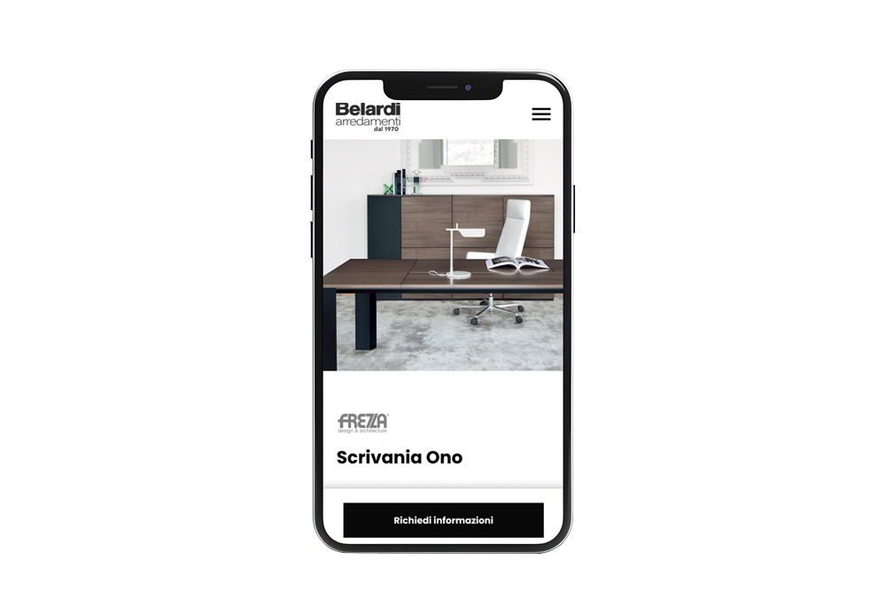Mockup mobile: esempio di prodotto singolo visto da telefono.