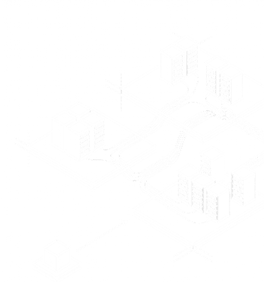 Isometric diagram showing connected data centers and server racks through network lines.
