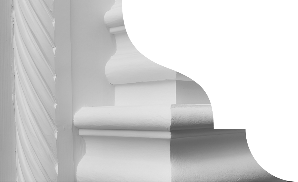 A detail image of an ornate picture rail.