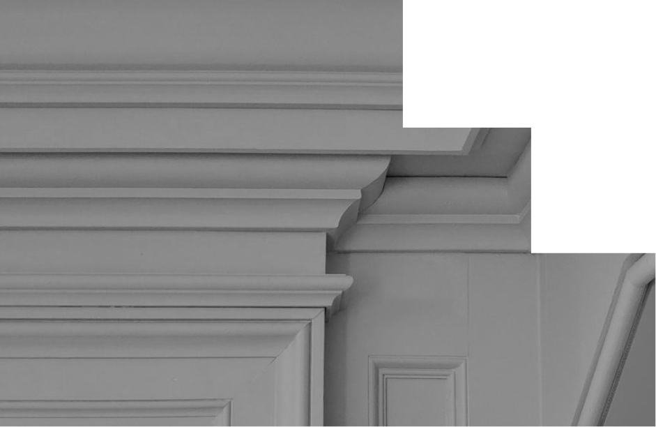 A close up detail image of some general mouldings.