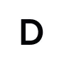 White circle with a bold black capital letter D in the center.