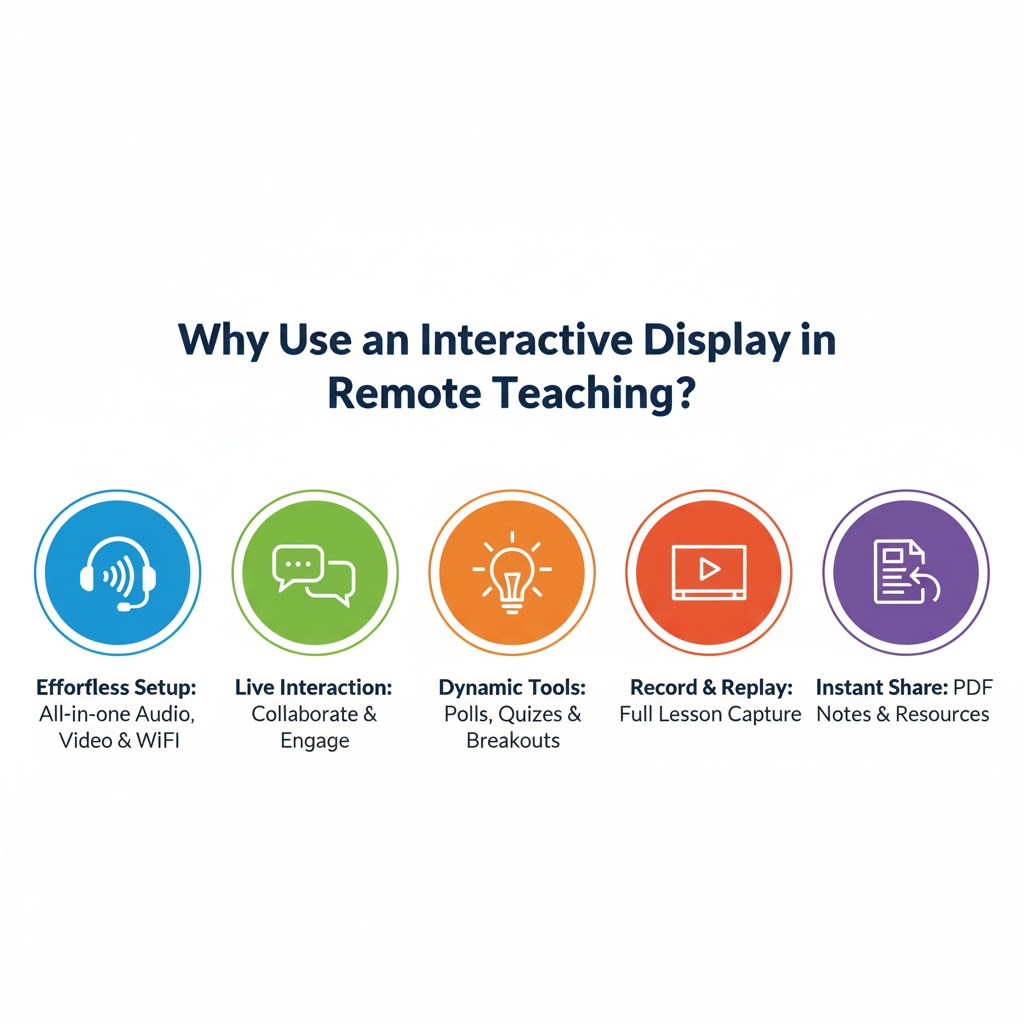 infographic showing the benefits of using interactive display for remote teaching