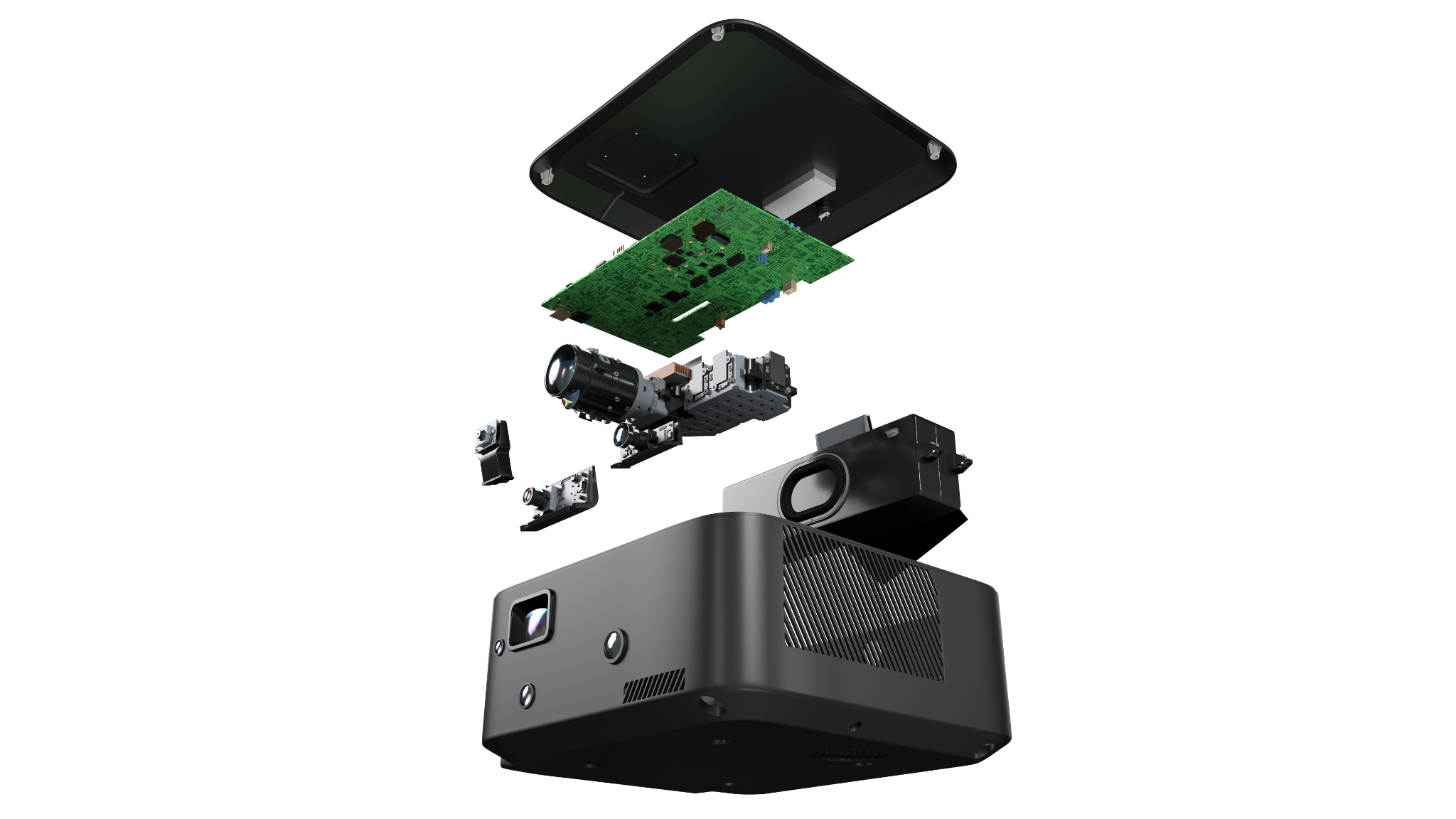 Roombr all-in-one smart classroom device with projector and camera module