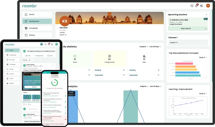 Roombr digital classroom learning platform dashboard for institutions