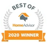 Best of HomeAdvisor 2020 Winner badge with a house icon and laurel wreath.
