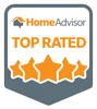 HomeAdvisor Top Rated badge with four orange stars.