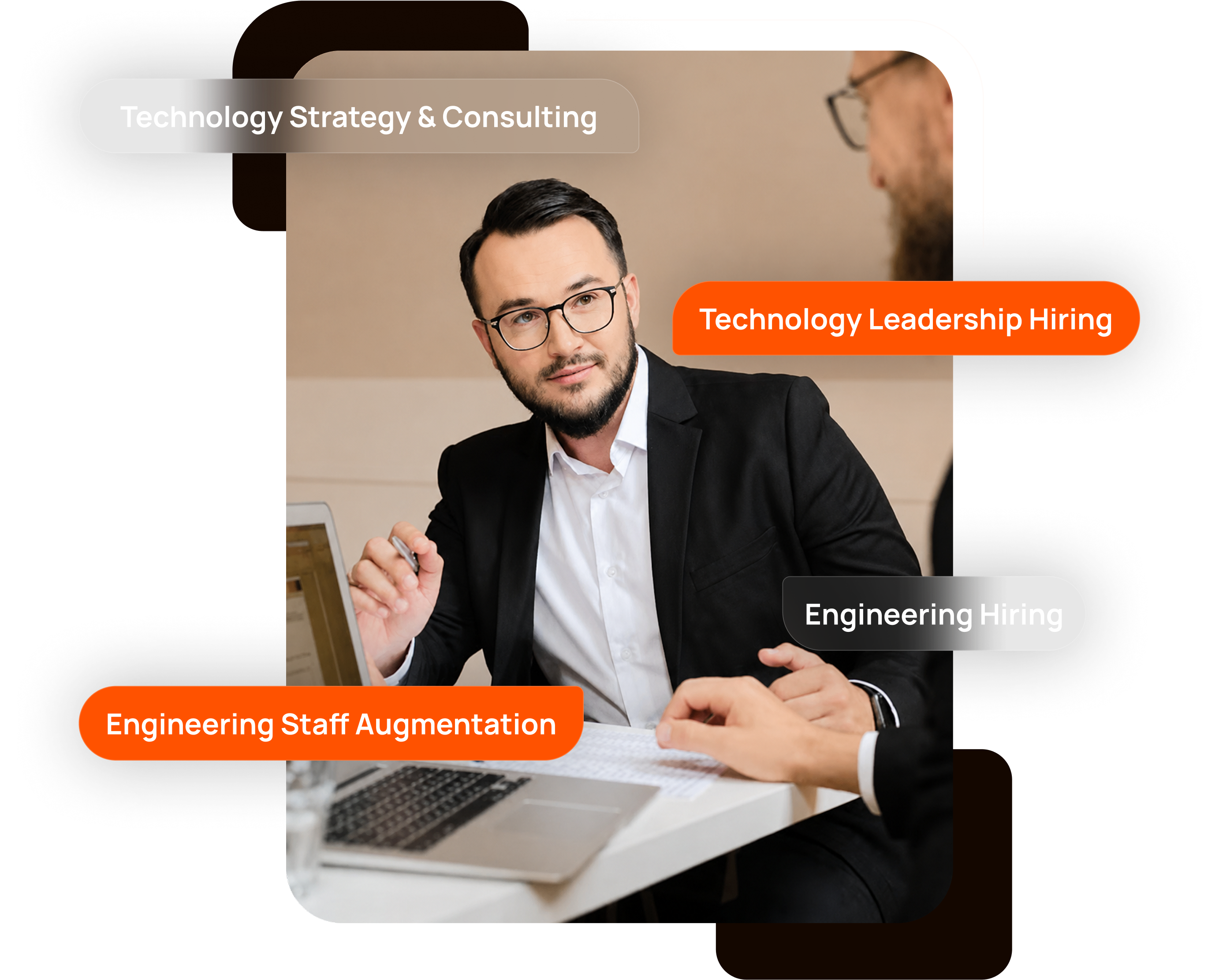 Technology consulting services for engineering strategy, leadership hiring, engineering hiring and staff augmentation