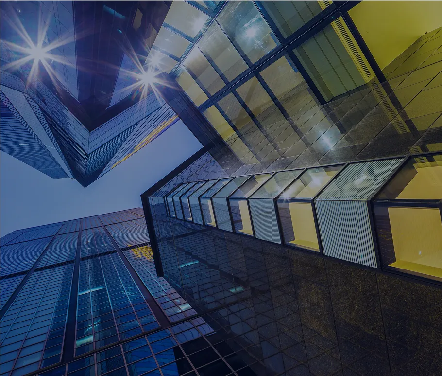 Financial district with motion blur representing trading activity