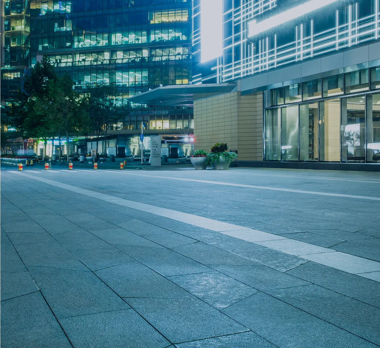 Abstract cityscape with motion lights symbolizing financial flows