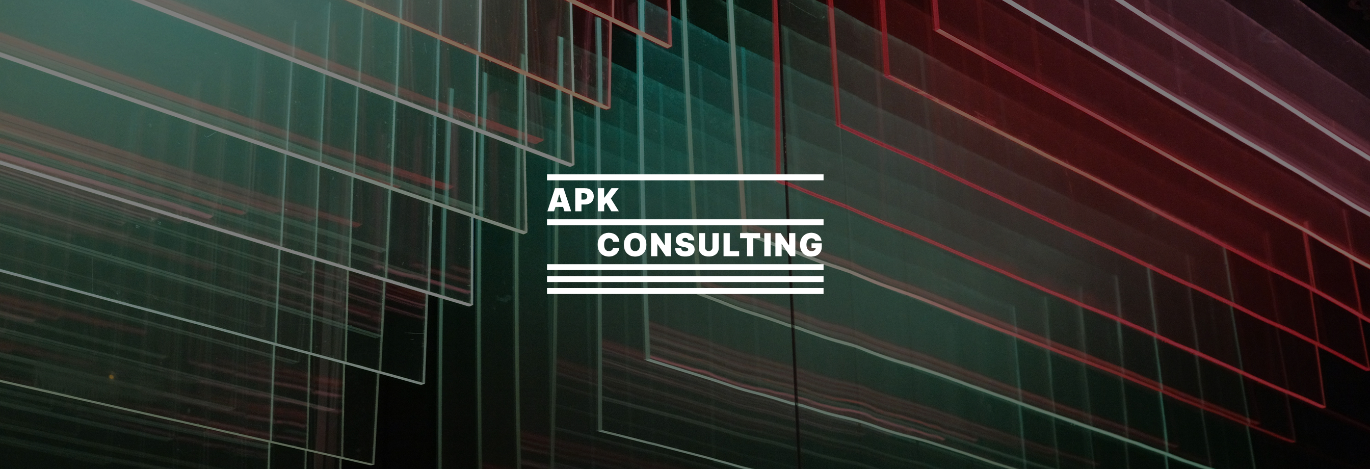 APK Consulting Logo on a background full of red abstract lights