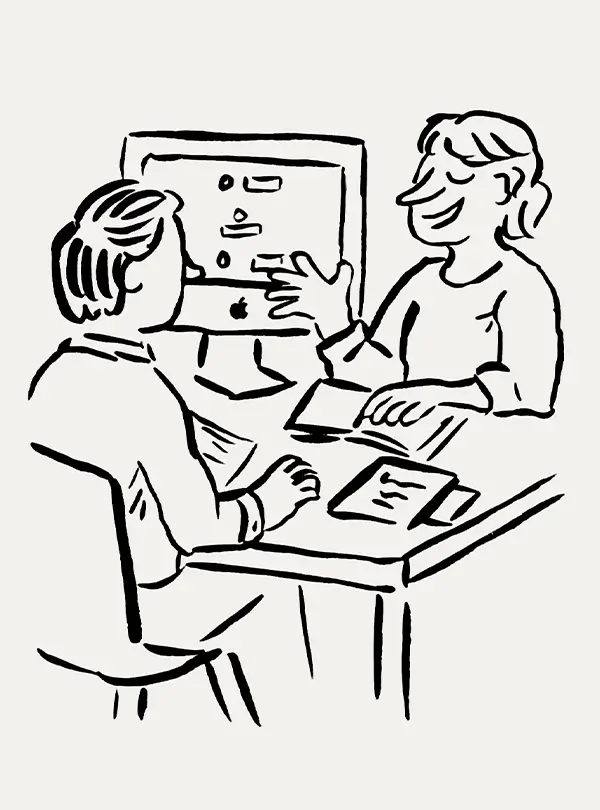 illustration, two people talking 