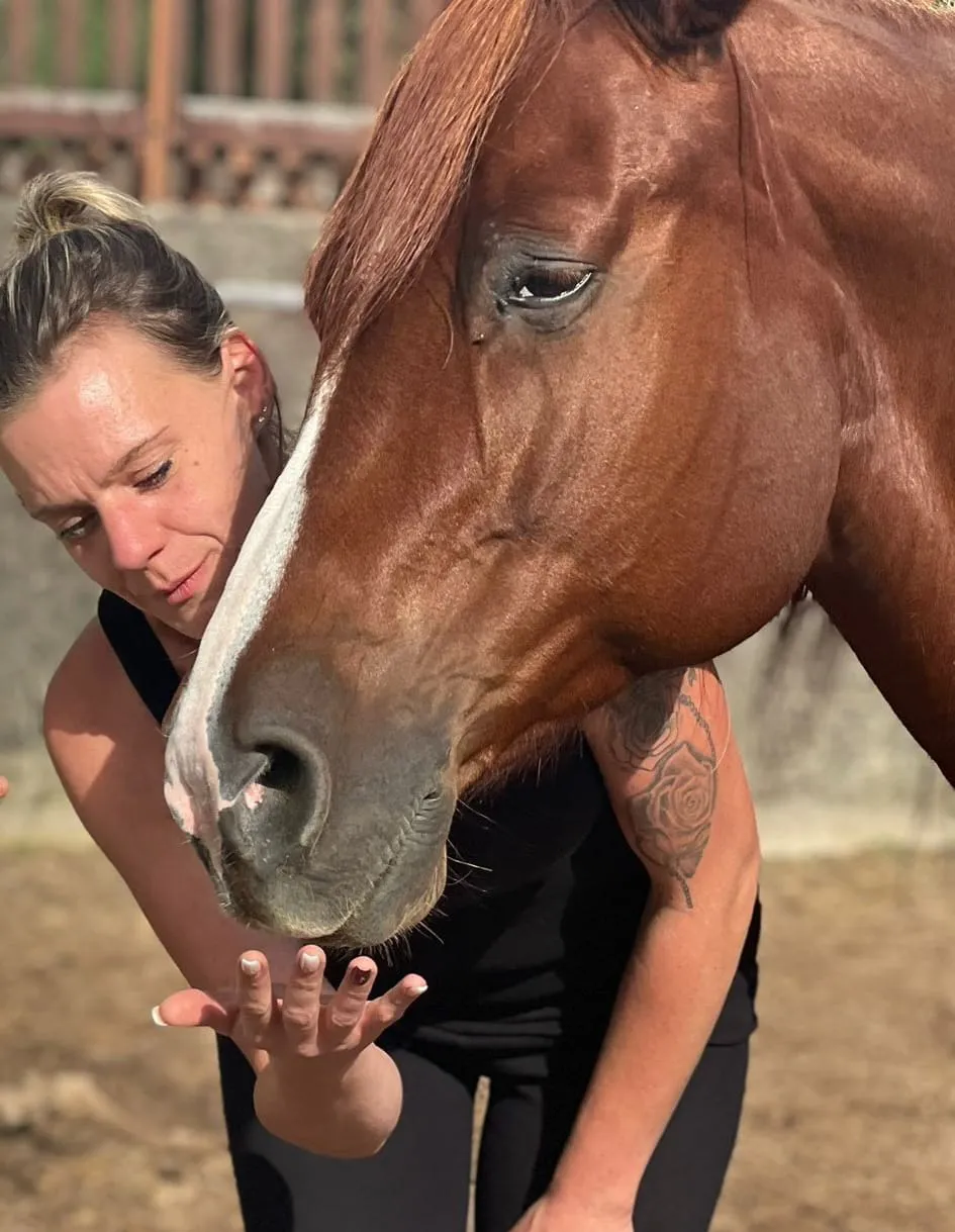 Portrait Stefanie Marks mit Pferd – Telefonischer Empfang und Service beim Hera Netzwerk, persönliche Beratung zur Tierkrankenversicherung für Hunde