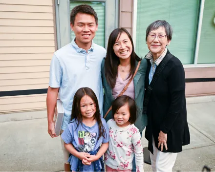 A family of five portrait.