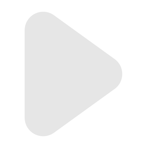 Gray play button icon with rounded corners on a transparent background.