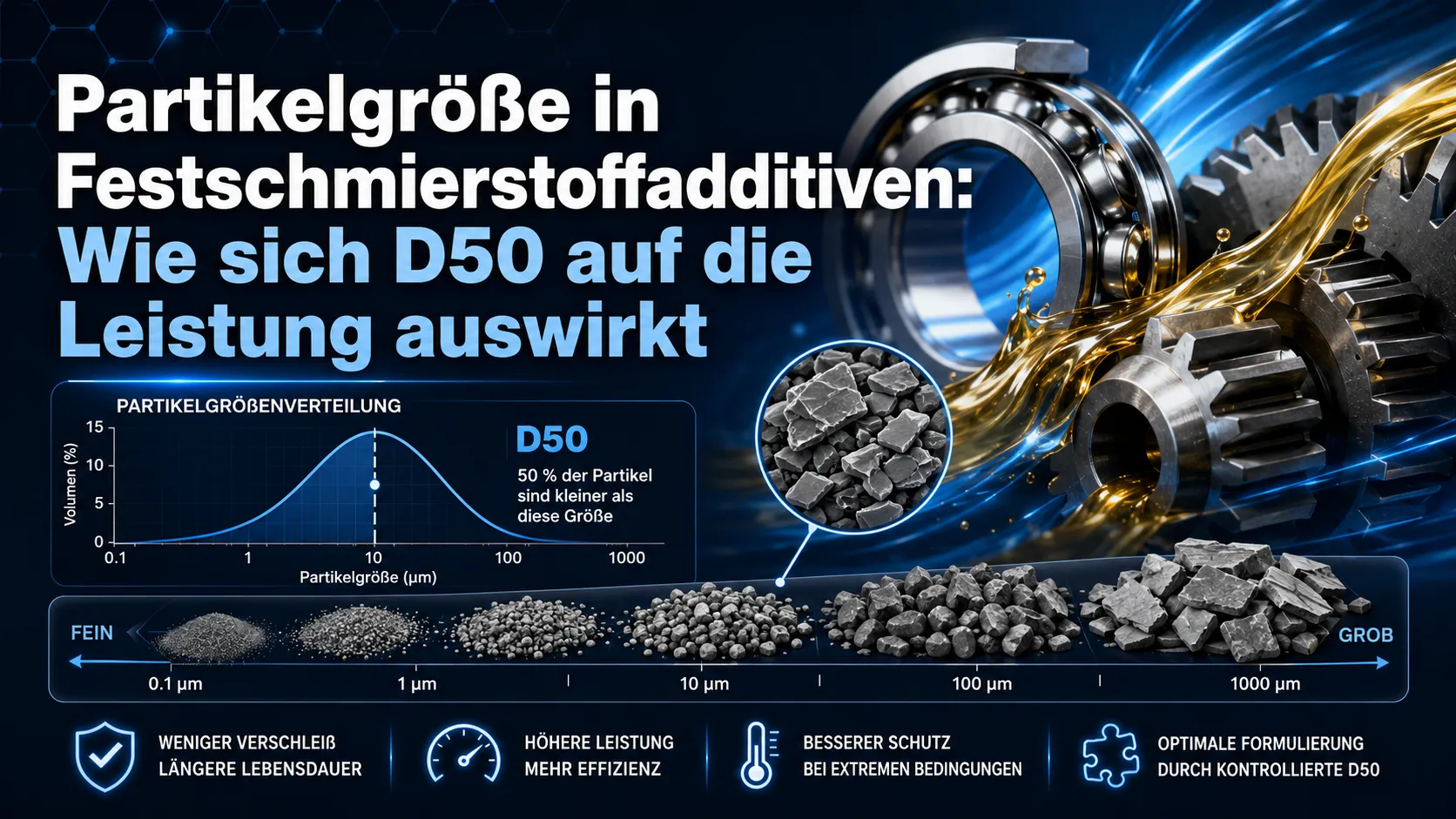 Partikelgröße in Festschmierstoffadditiven: Wie sich D50 auf die Leistung auswirkt