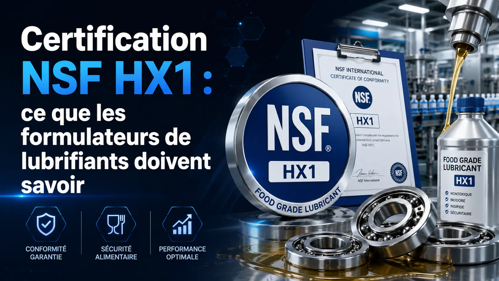 Certification NSF HX1 : ce que les formulateurs de lubrifiants doivent savoir