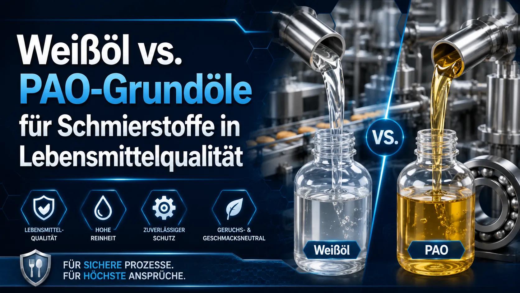 Weißöl vs. PAO-Grundöle für Schmierstoffe in Lebensmittelqualität
