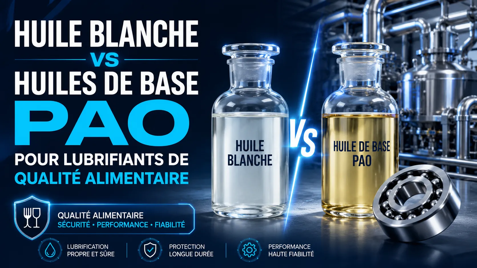Huile blanche vs huiles de base PAO pour lubrifiants de qualité alimentaire
