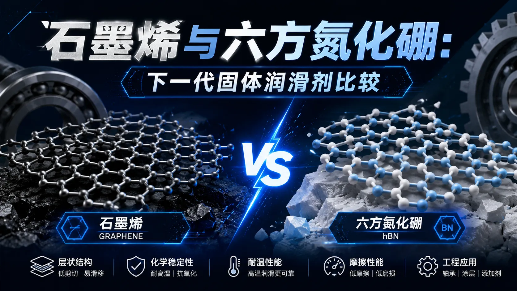 石墨烯与六方氮化硼：下一代固体润滑剂比较