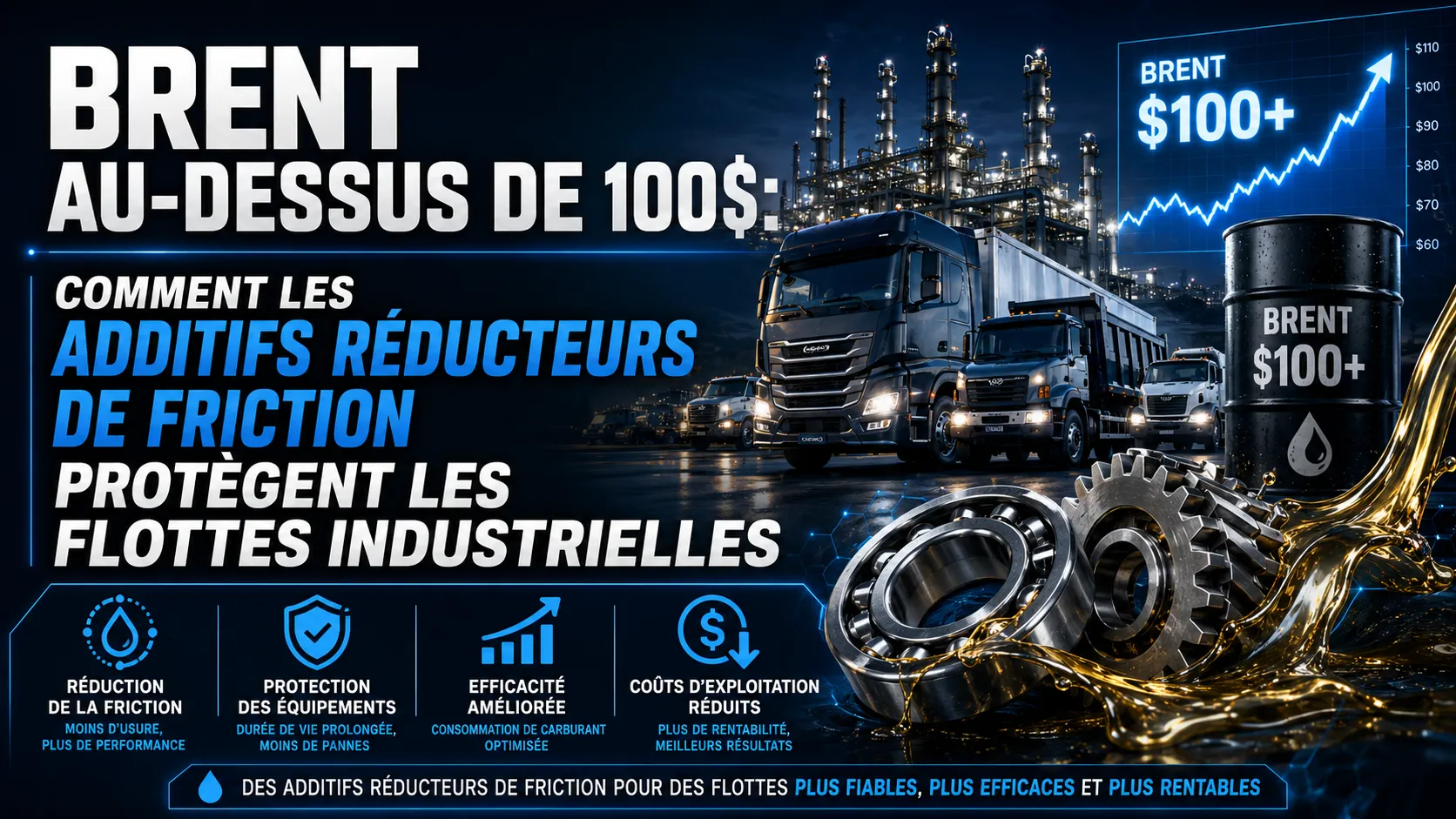 Brent au-Dessus de 100$ : Comment les Additifs Réducteurs de Friction Protègent les Flottes Industrielles