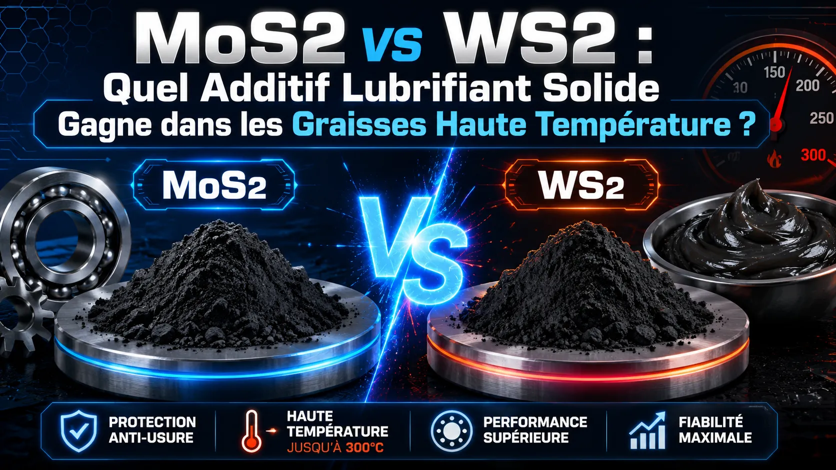 MoS2 vs WS2 : Quel Additif Lubrifiant Solide Gagne dans les Graisses Haute Température ?