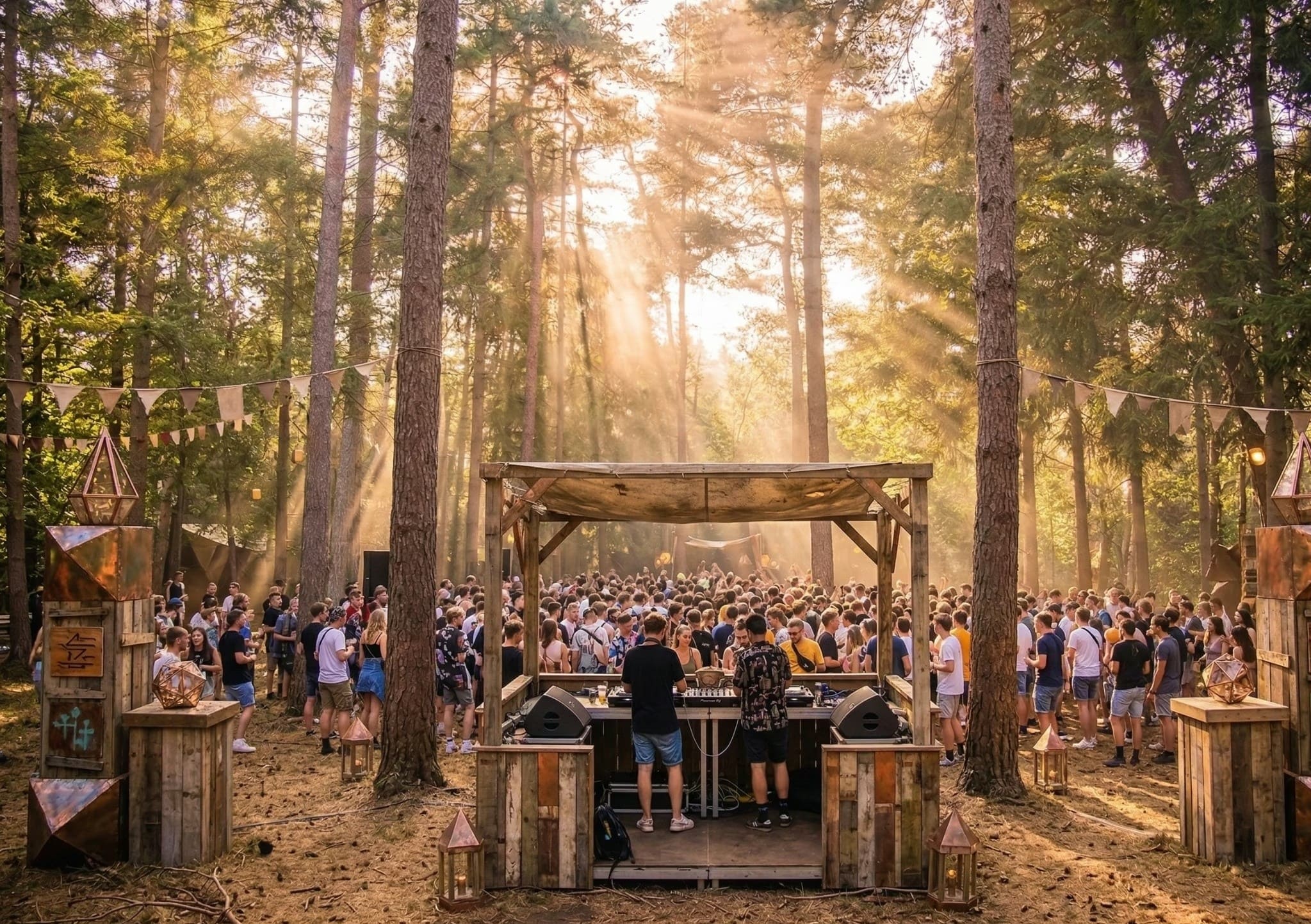 Sfeervol festival in het bos