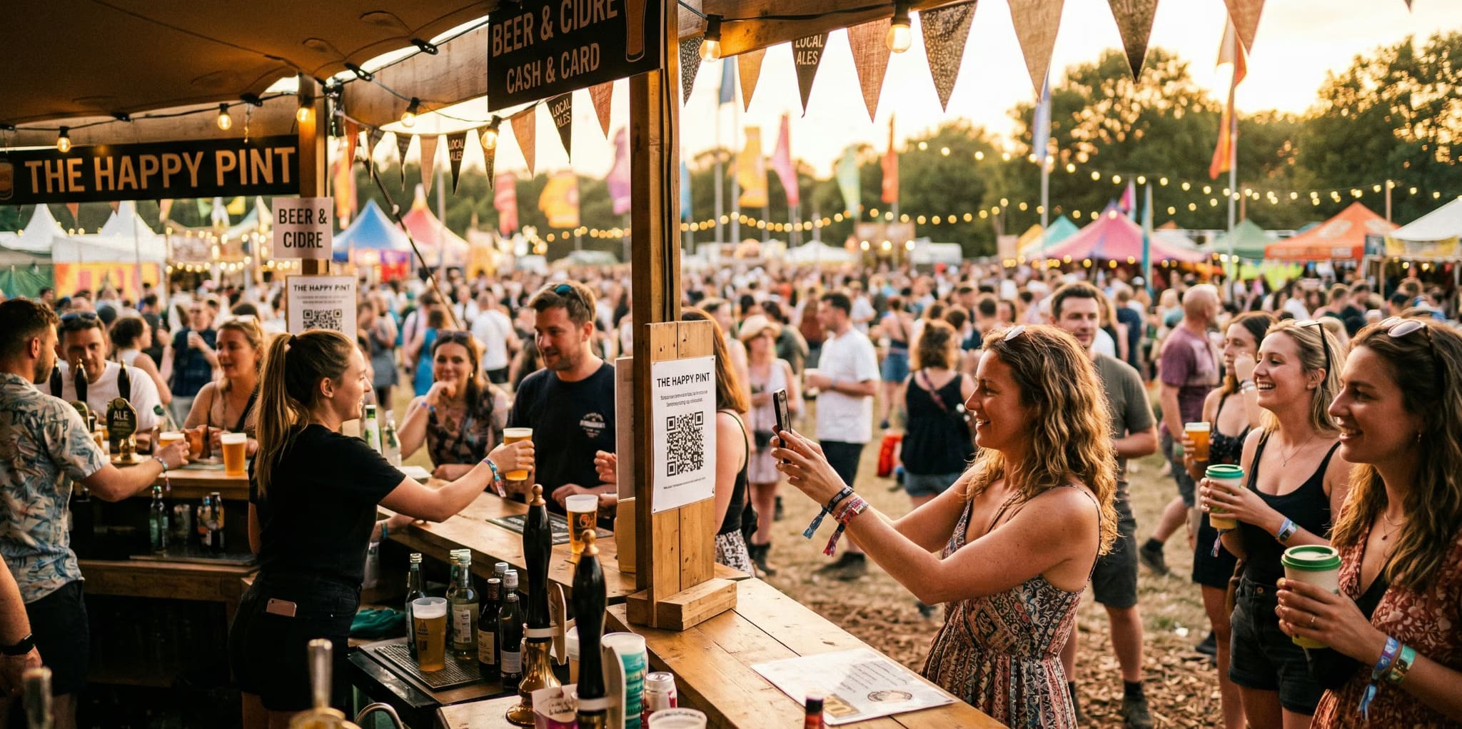 Bezoekers op een sfeervol festival
