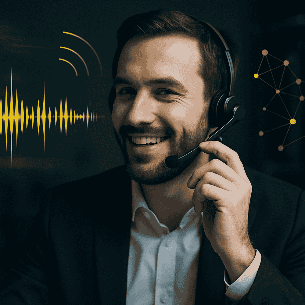 Telefon KI und ein Mensch telefonieren