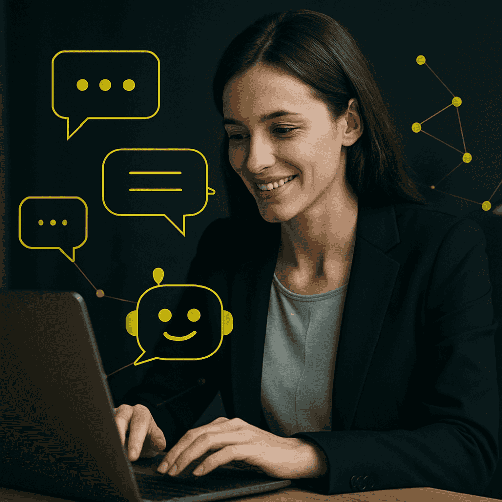 Mensch chattet mit einem KI-Chatbot