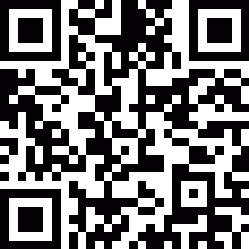 Black and white QR code pattern on white background.
