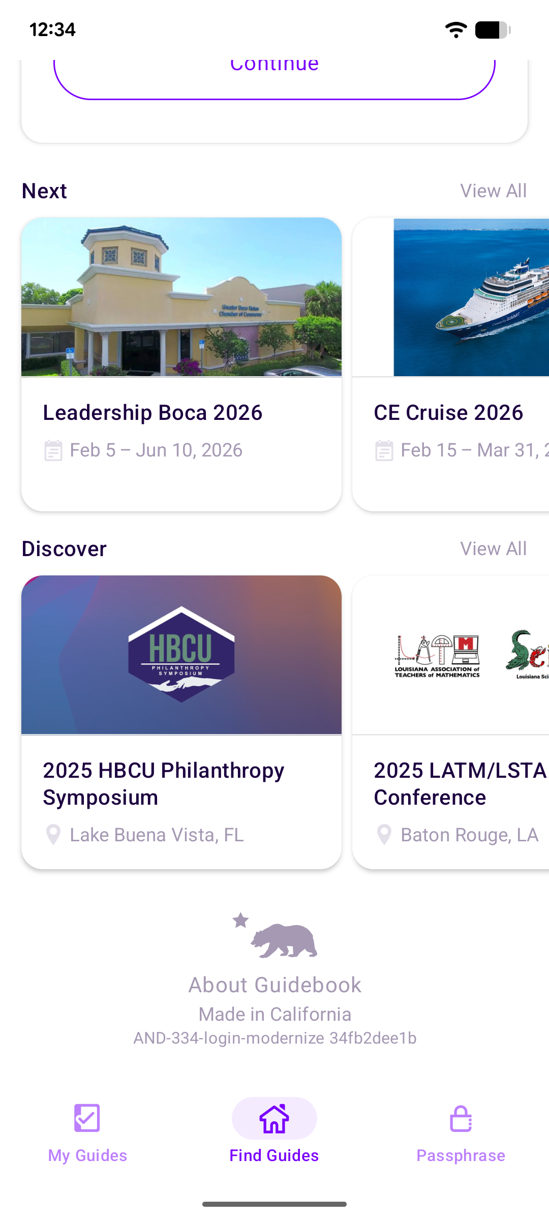 new find a guide screen