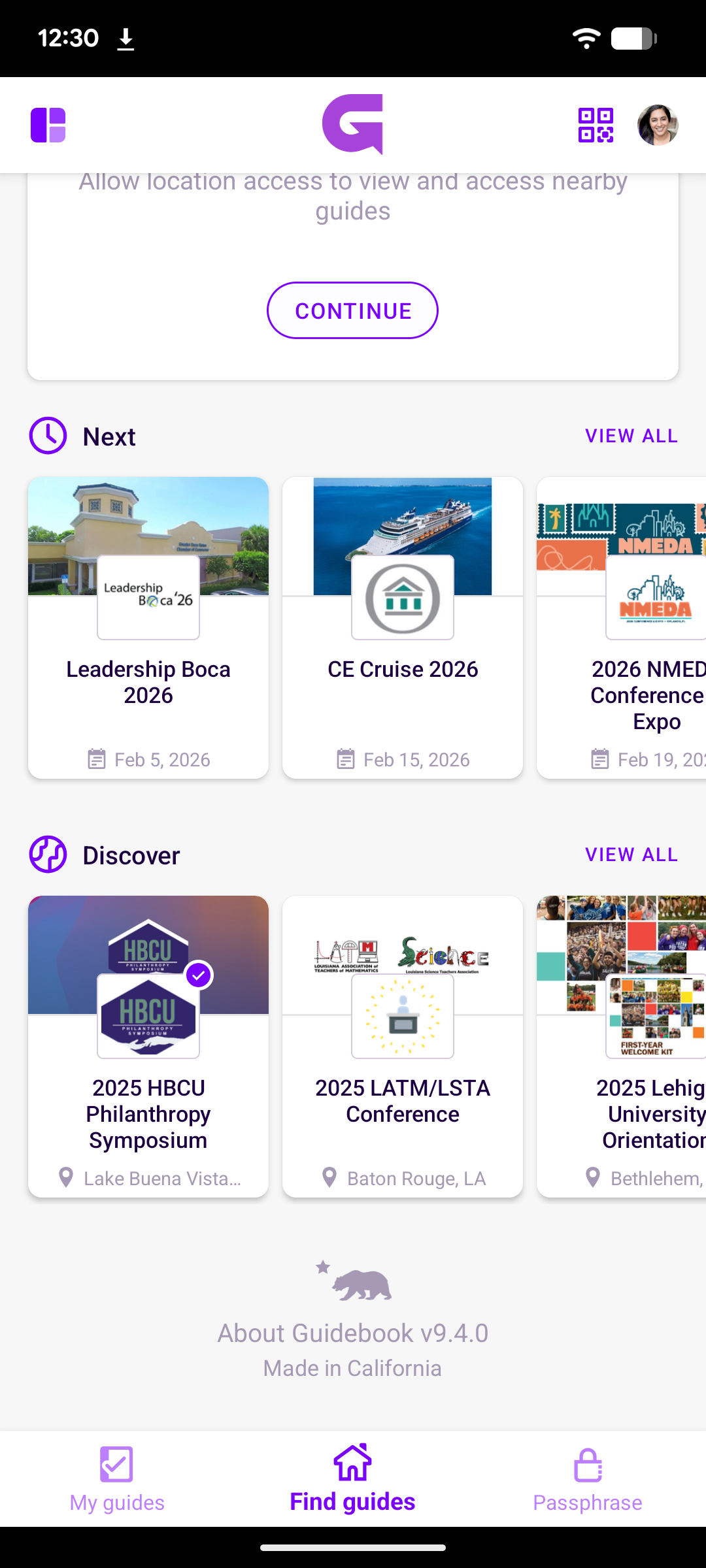 old find a guide screen