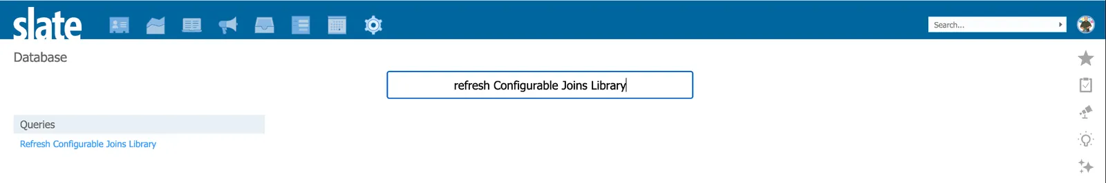 Slate Refresh Configurable Joins Library prompt