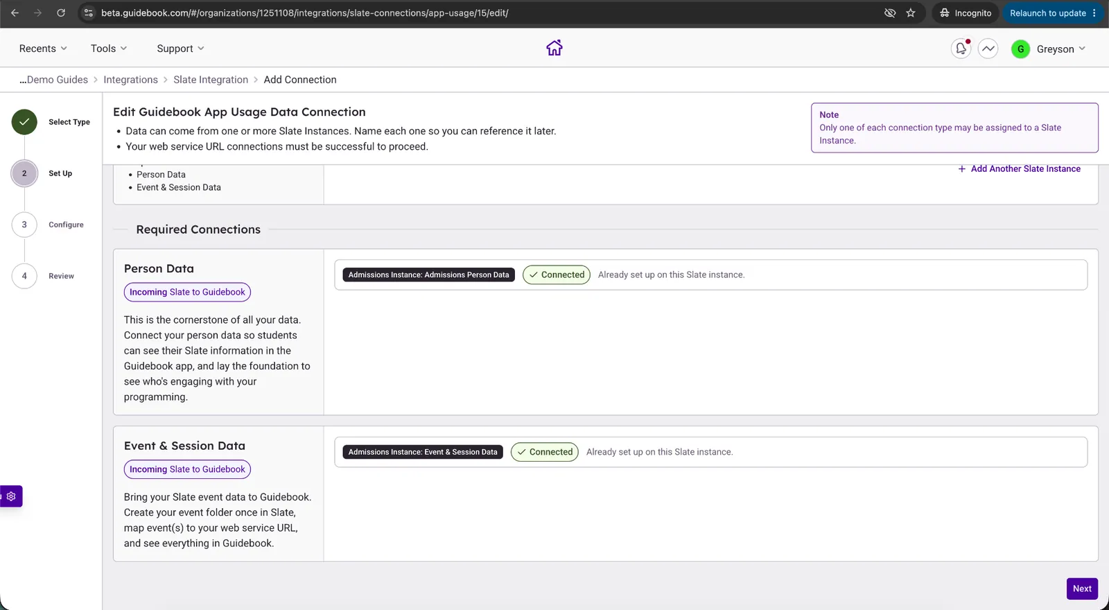 Person Data and Event & Session Data dependencies shown as connected