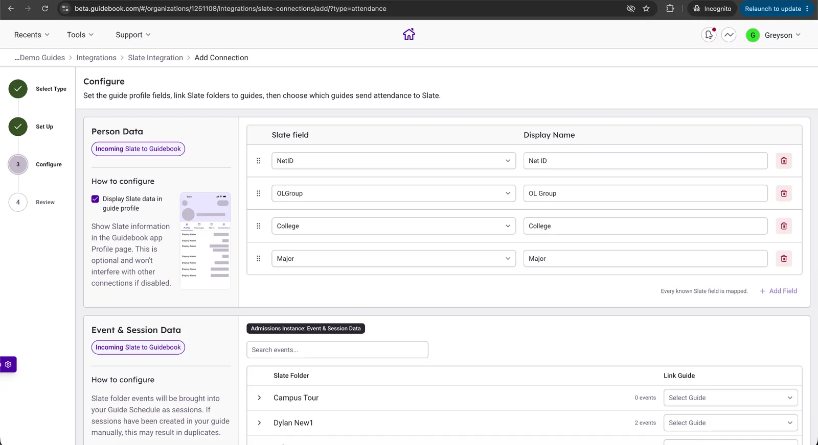 Person Data mappings for the Attendance integration