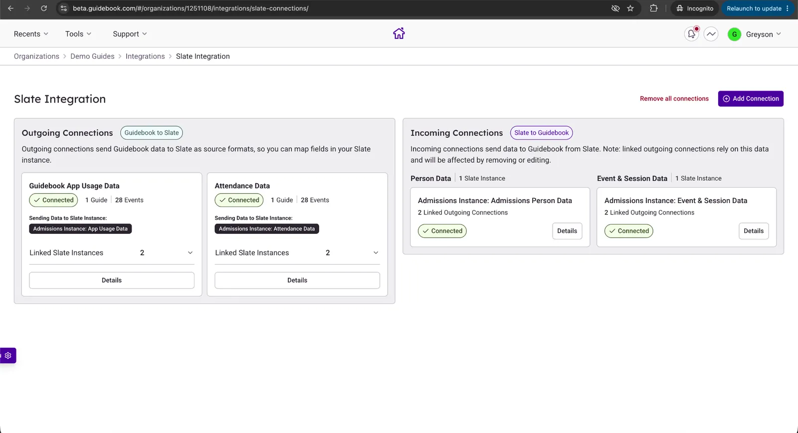 Configured Attendance Data connection in Builder