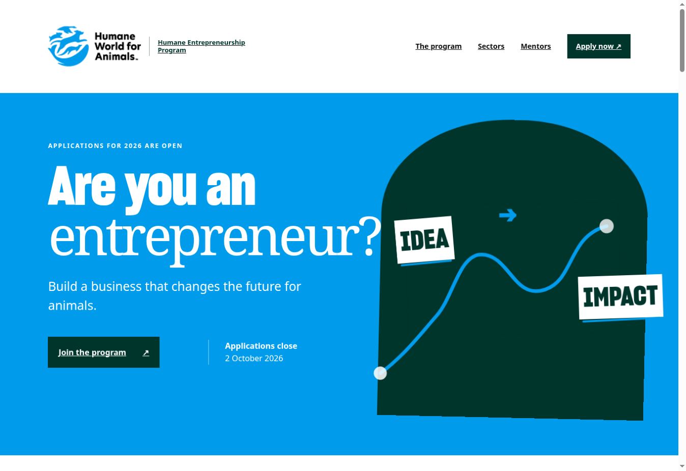 Humane Entrepreneurship Program website designed by Kindness Media