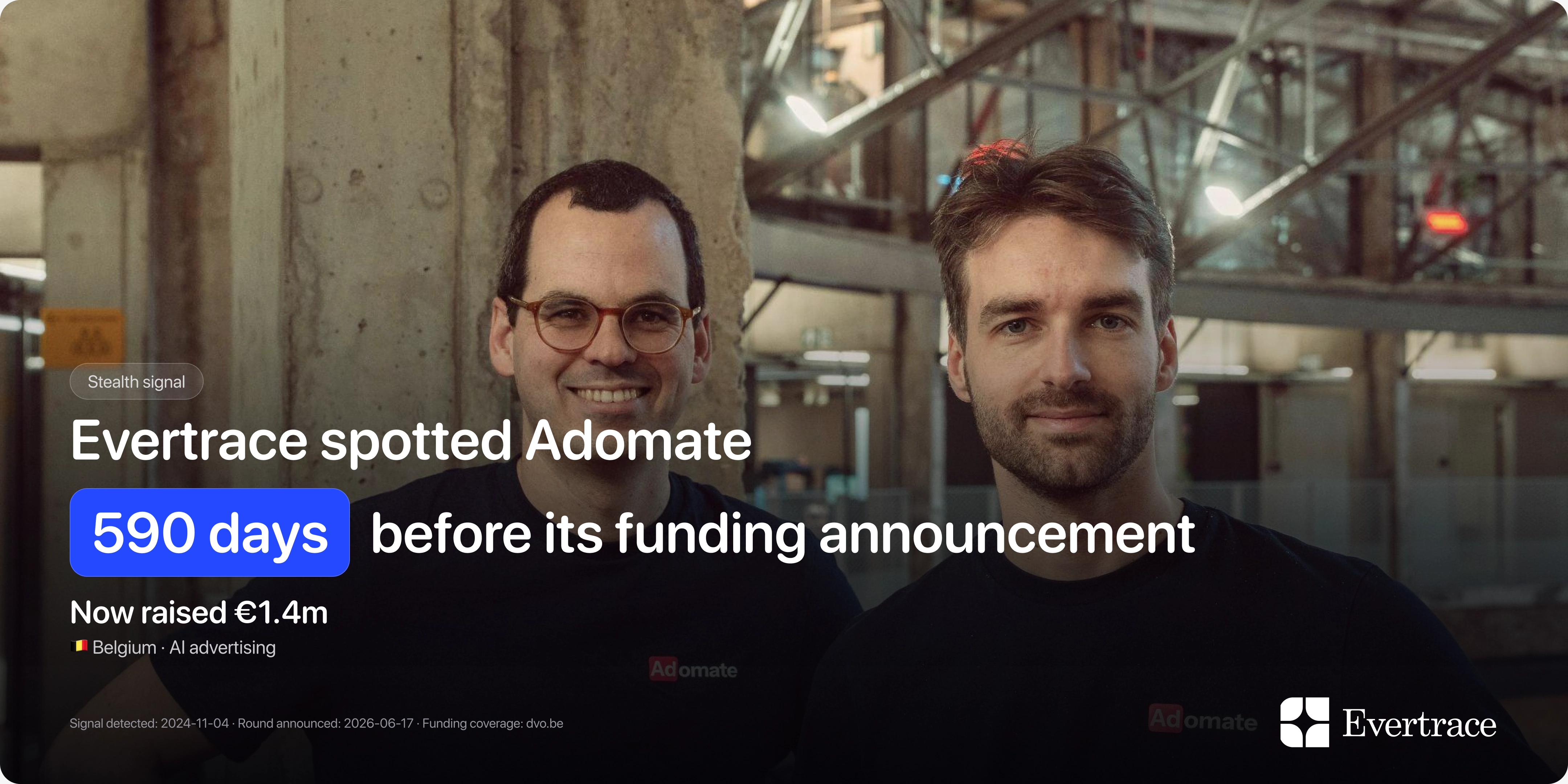 Adomate raises €1.4m: spotted by Evertrace 590 days earlier