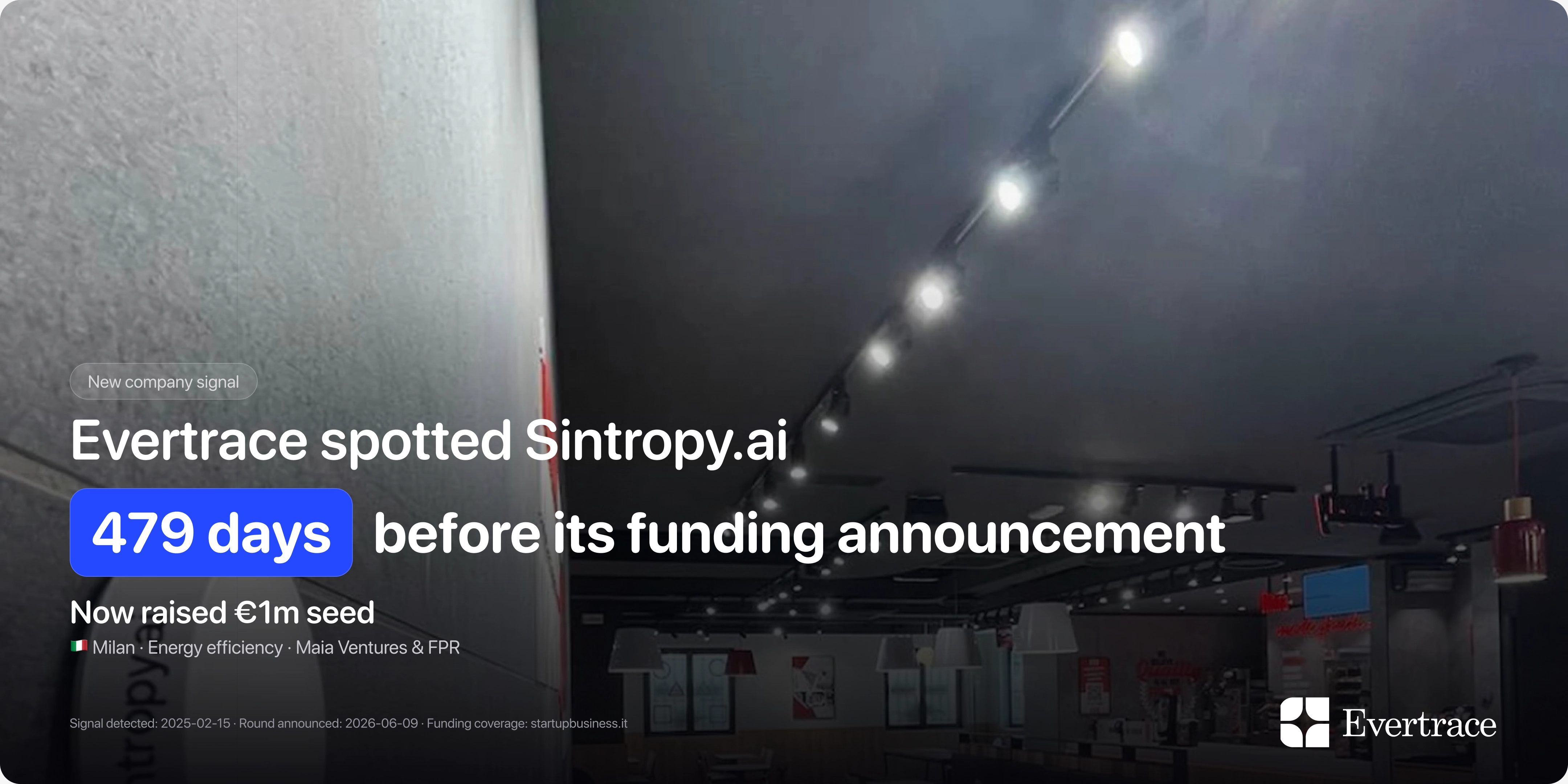 Sintropy.ai raises €1m: spotted by Evertrace 479 days earlier