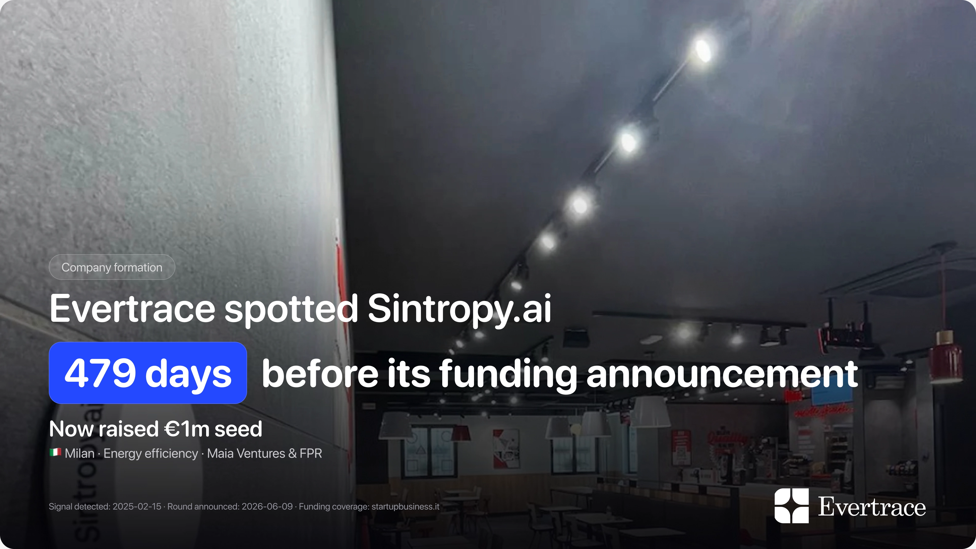 Sintropy.ai raises €1m: Evertrace spotted Andrea Codini 479 days earlier