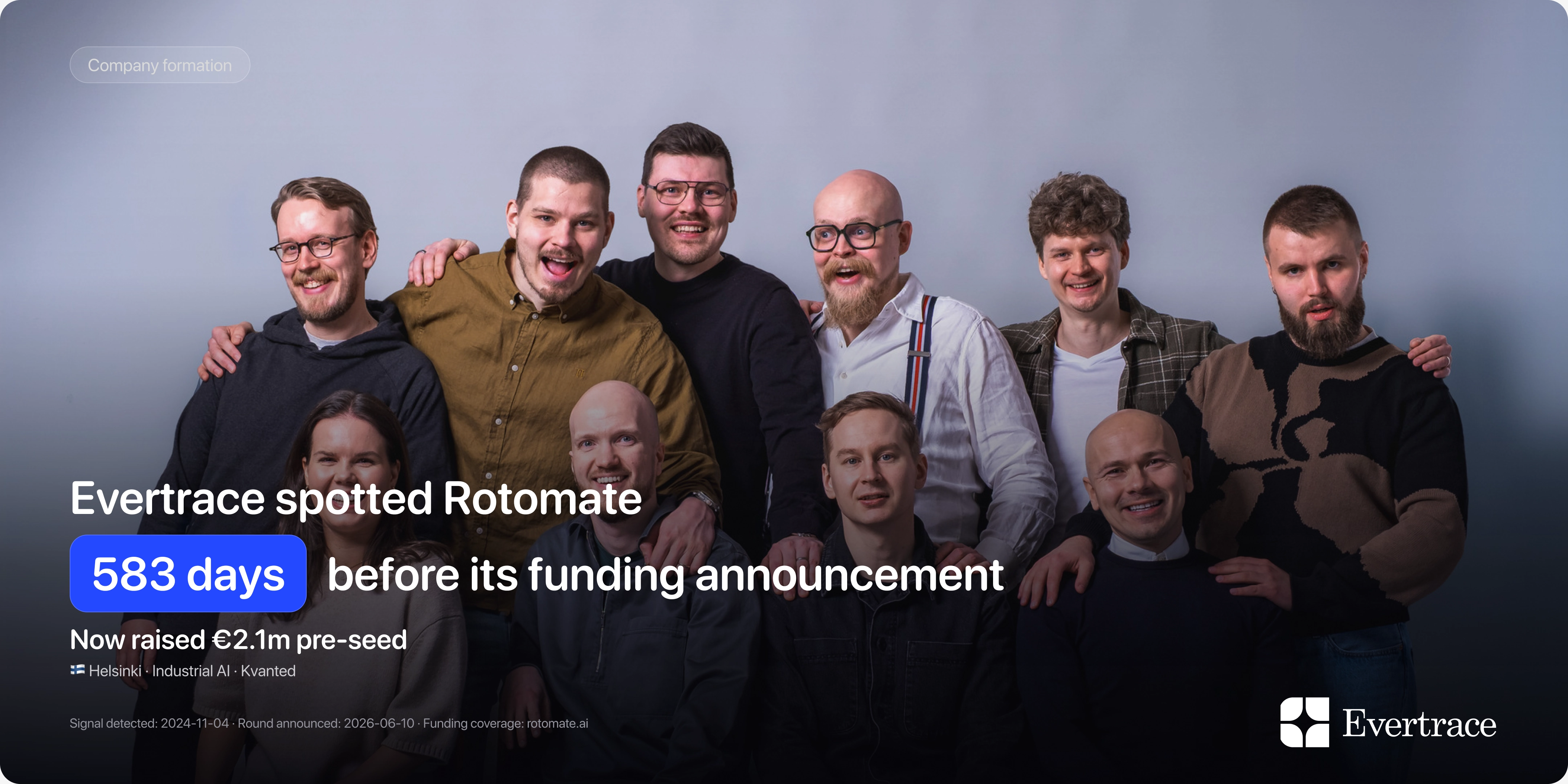 Rotomate raises €2.1m: Evertrace spotted Mikko Kuusisto 583 days earlier