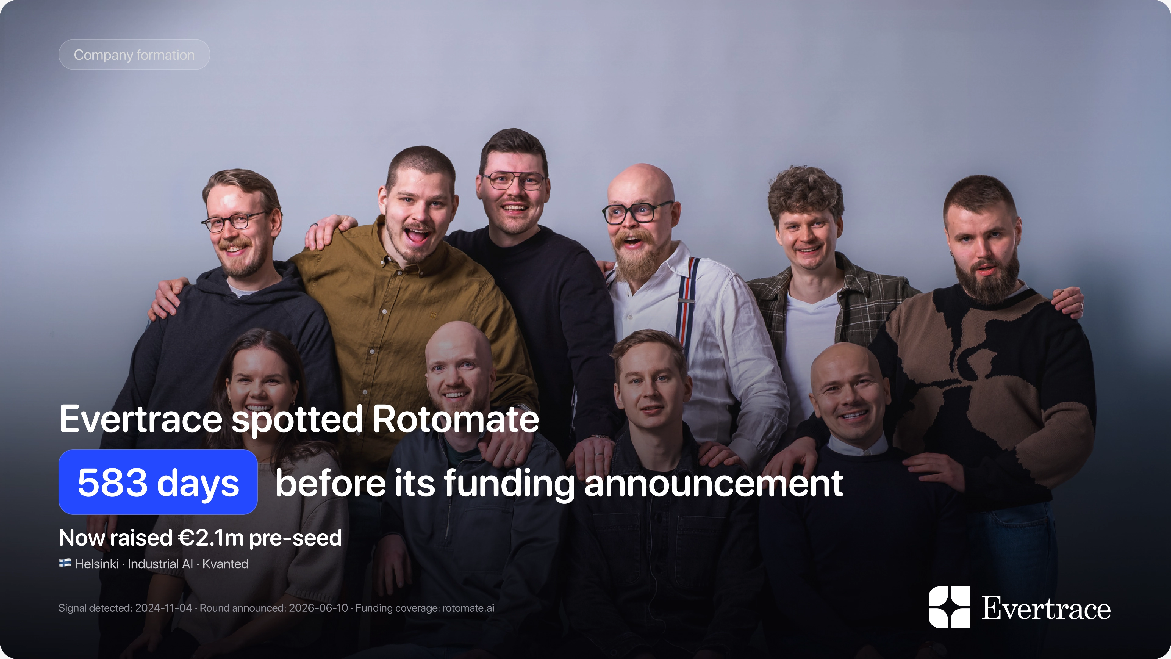 Rotomate raises €2.1m: Evertrace spotted Mikko Kuusisto 583 days earlier