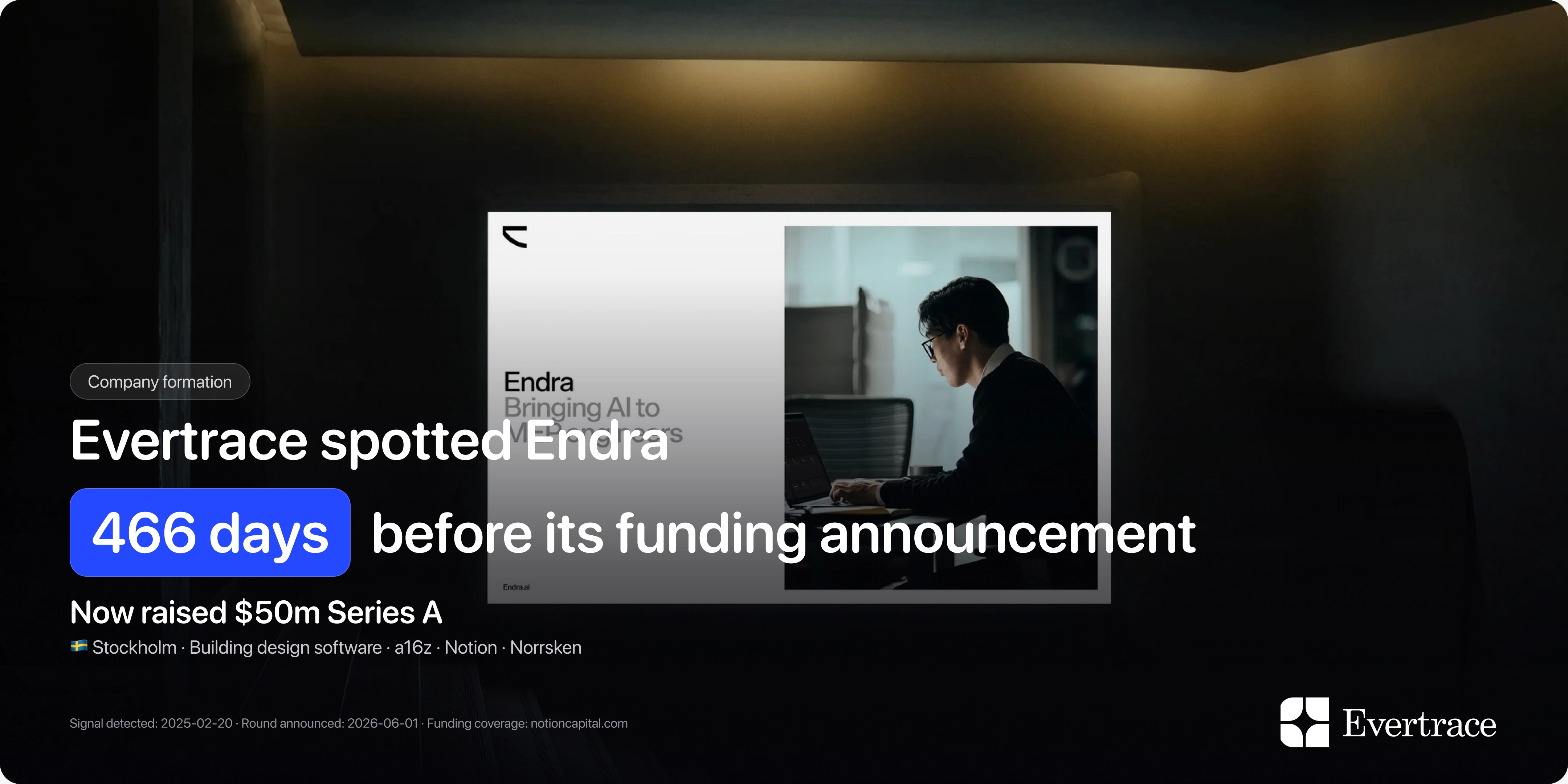 Endra raises $50m: Evertrace spotted Niklas Lindgren 466 days earlier